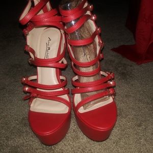 Red strappy sandals